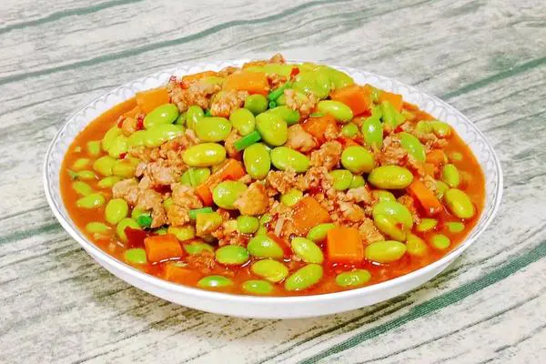 肉末炒毛豆米
