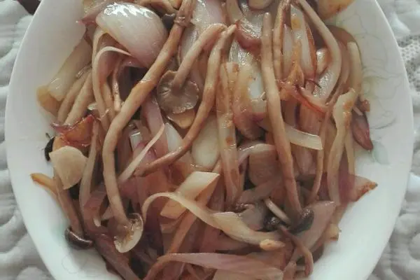 洋葱炒茶树菇