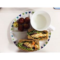 【麦辣鸡排】全麦鸡排蔬菜三明治（微波炉制，无油）