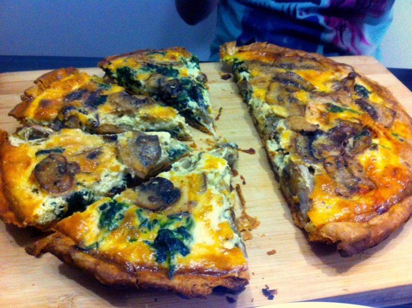 菠菜蘑菇山羊奶酪咸派(quiche)