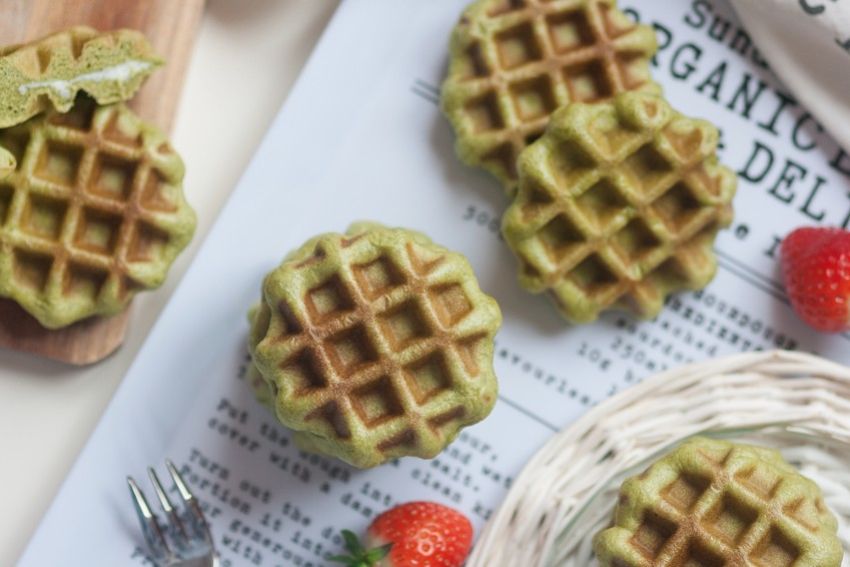 抹茶椰香乳酪夹心华夫