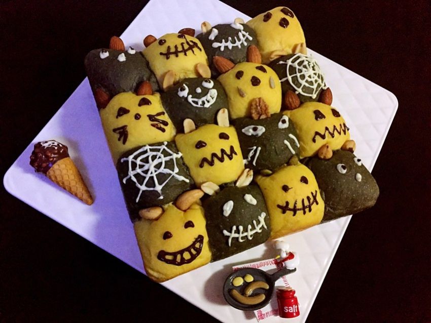 万圣节🎃搞怪手撕面包🍞~双色南瓜挤挤包