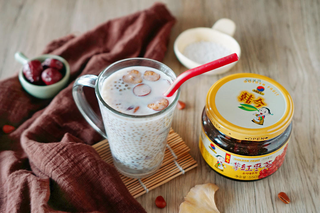 蜂蜜红枣姜西米奶茶|秋季养生不求人