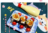 #丘比三明治#原创早餐【沙拉鱼子酱肉松寿司】的做法