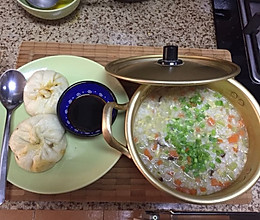 蔬菜蛋花粥（剩米饭版）的做法