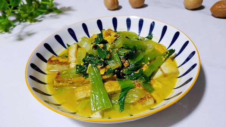 蛋黄豆腐烧油菜的做法