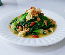 海米酒烩蒜油菜的做法