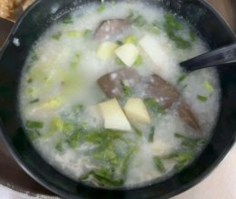 油麦菜猪血山药粥的做法