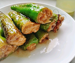 辣椒酿肉的做法