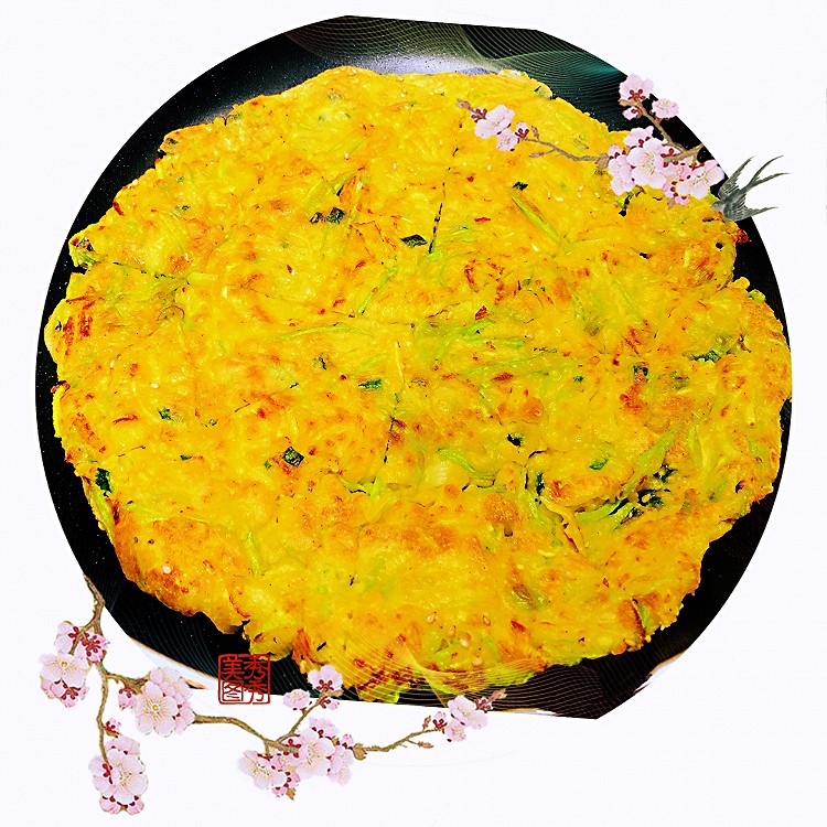 不加1滴水的，五香西葫芦丝鸡蛋饼的做法