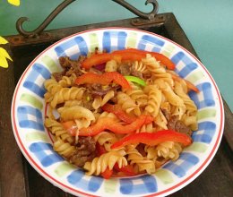 #福临门 福如东海#彩椒牛肉意面的做法