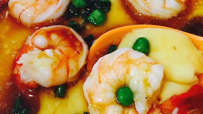 自制虾仁蒸蛋～的做法