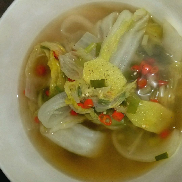 刮油水煮白菜的做法