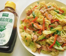 培根炒花菜的做法