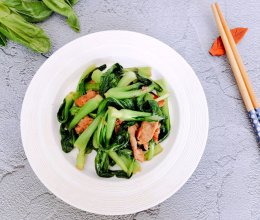 #晒出你的中秋团圆饭#小油菜炒肉丝的做法
