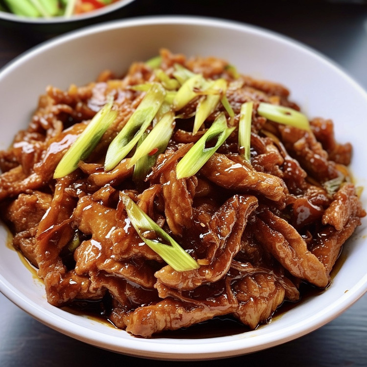 浓郁的大葱炒肉丝这样做真的是香迷糊了！嫩滑的肉丝裹着酱汁的做法