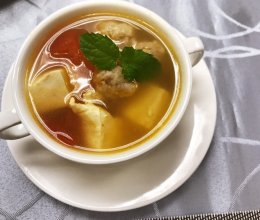 番茄肉丸豆腐开胃汤的做法
