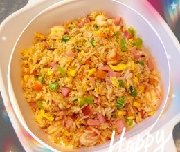 虾仁火腿炒饭的做法