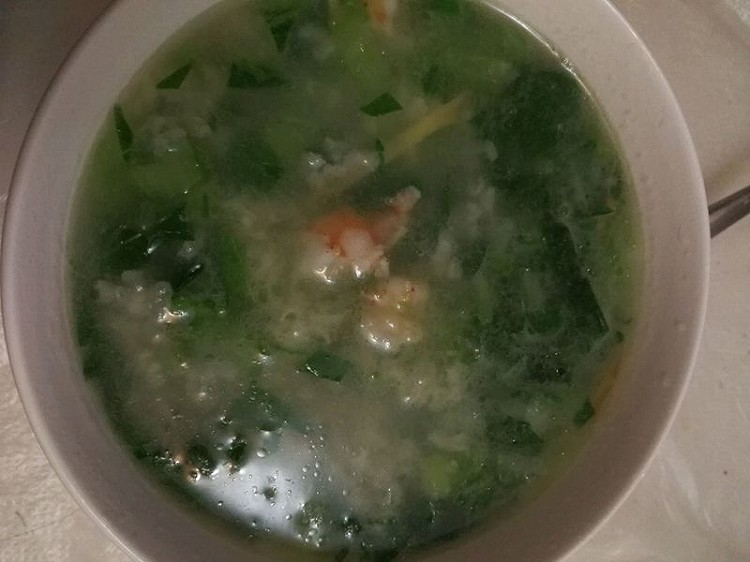 青菜虾仁粥的做法