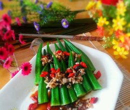 白灼豆豉蒜未秋葵的做法