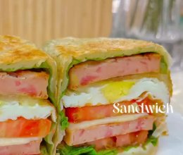 营养早餐｜手抓饼三明治外皮酥脆。的做法