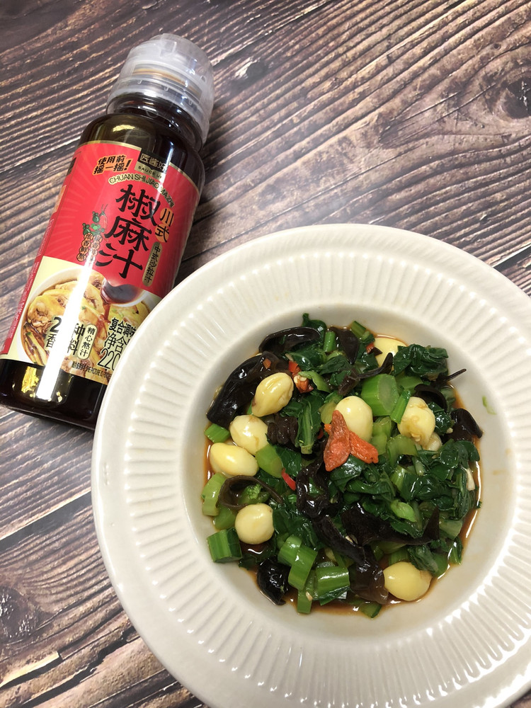 菜心拌白果的做法