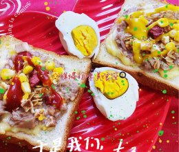 #一蔬一饭皆告白#金枪鱼马苏里拉全麦双色三明治的做法