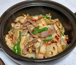 腊肉炒藕片的做法