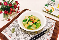 鸡汁油菜烧豆腐#太太乐鲜鸡汁蒸鸡原汤#的做法