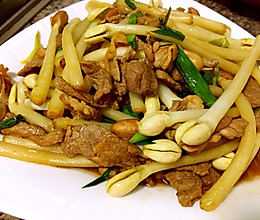 花生芽炒肉的做法