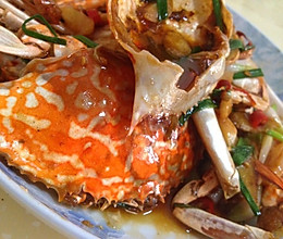 香辣姜葱炒花蟹（两人份）的做法