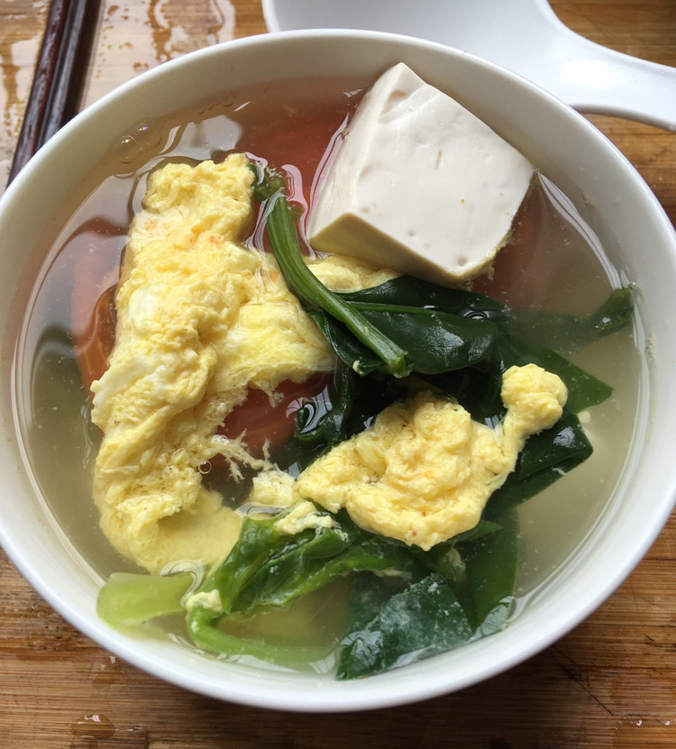 菠菜 豆腐蛋花汤的做法