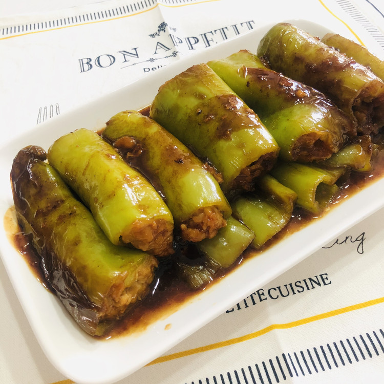 虎皮尖椒酿肉的做法