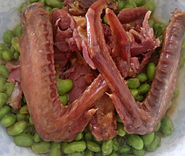 蒸腊鸭腿新鲜黄豆的做法