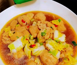 #葱伴侣豆瓣酱能蘸善炒#油豆腐煮娃娃菜的做法