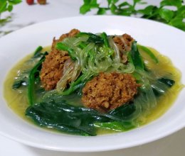 炸肉粉条菠菜汤的做法