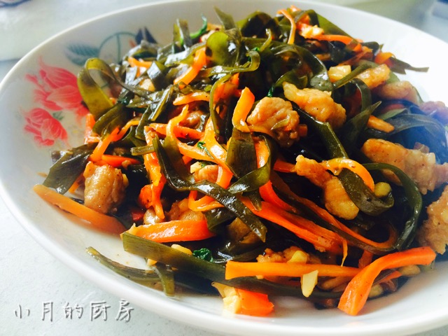 海带丝胡萝卜丝炒肉的做法