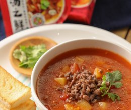 番茄牛肉土豆浓汤配烤吐司的做法