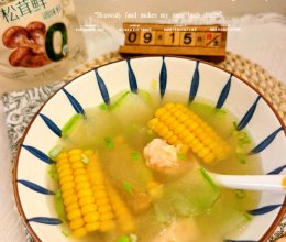 #厨房鲜香秘诀，太太乐松茸鲜，一餐一筷见鲜香#冬瓜玉米虾滑汤的做法