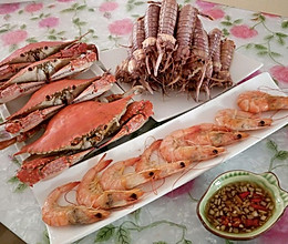 蒸梭子蟹皮皮虾的做法