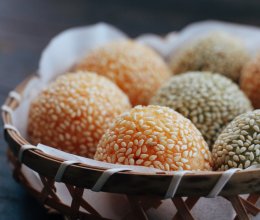 彩色芝麻糯米球的做法