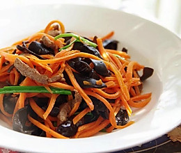 #防霾食谱#木耳胡萝卜炒肉丝的做法