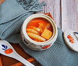 辣白菜豆腐年糕汤#十分钟早餐大挑战#的做法