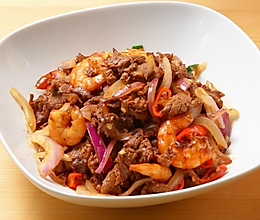 虾仁炒牛肉的做法