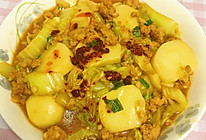 肉末白菜炒年糕的做法