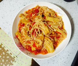 西红柿炒金针菇（绝配）的做法