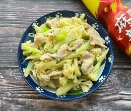 肉片炒花菜的做法