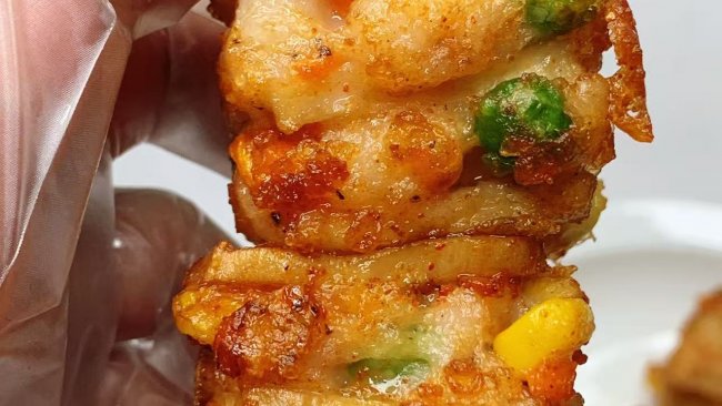 油炸杏鲍菇虾滑，一口一个超好吃的做法