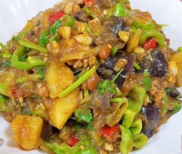 肉末茄子拌土豆的做法