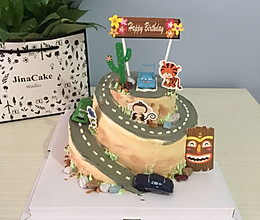 盘山公路小汽车蛋糕的做法